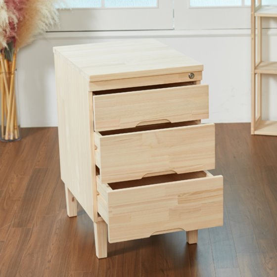 Three-stage wooden drawer case _ hinok