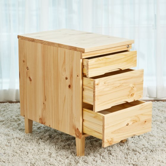Three-stage wooden drawer case _ pine